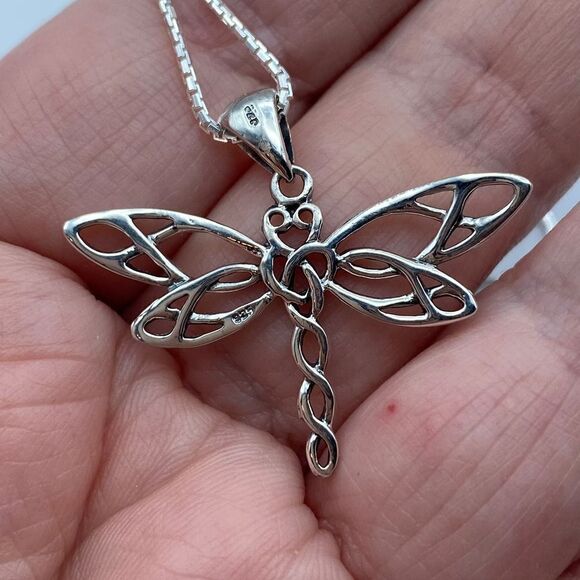 Dragonfly Sterling Silver Necklace, Spiritual - Picture 6 of 6